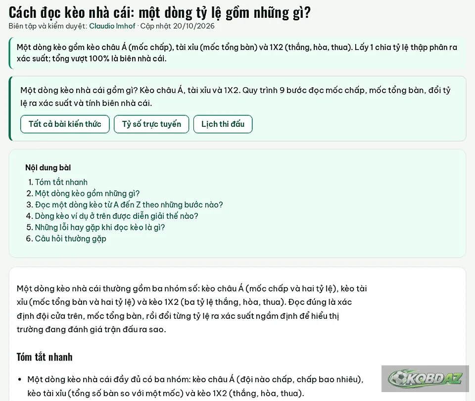 Bài kiến thức giải mã kèo nhà cái: một dòng tỷ lệ gồm kèo châu Á, tài xỉu và 1X2