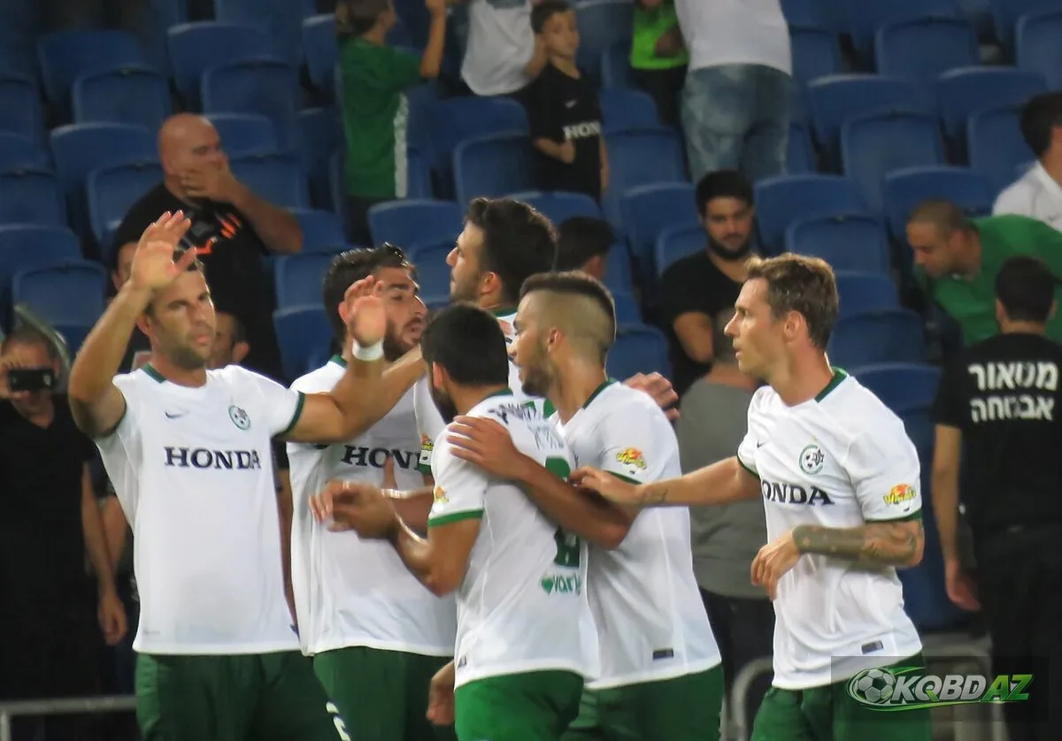 Cầu thủ Maccabi Haifa ăn mừng bàn thắng trên sân khách Hapoel Ra'anana