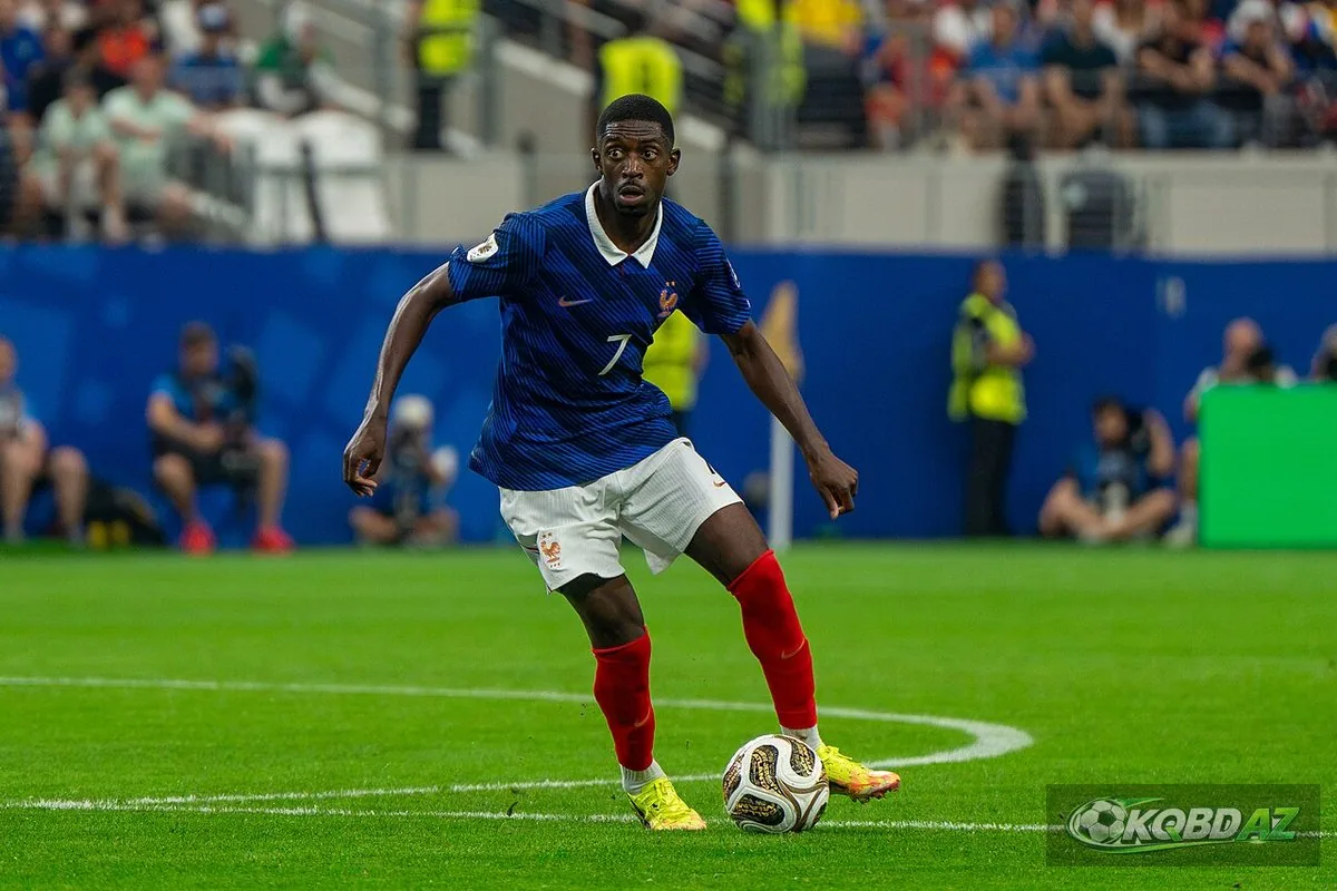 Ousmane Dembélé dẫn bóng trong màu áo đội tuyển Pháp tại World Cup 2026