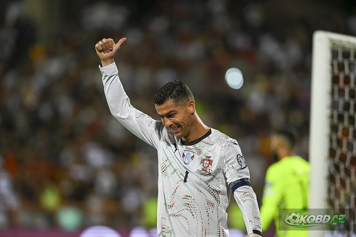 Cristiano Ronaldo ăn mừng bàn thắng cho đội tuyển Bồ Đào Nha tại vòng loại World Cup năm 2025